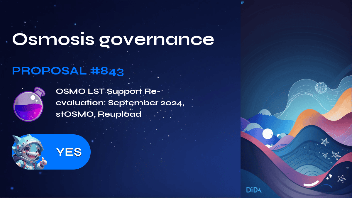 Osmosis governance. Proposal №843