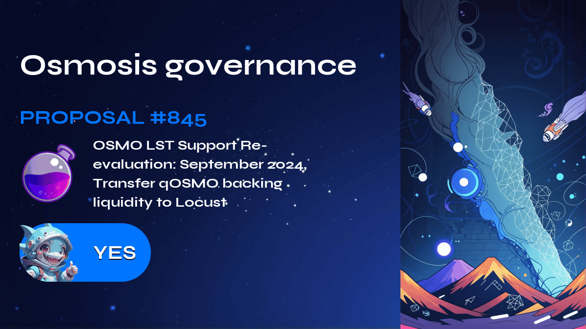 Osmosis governance. Proposal №845