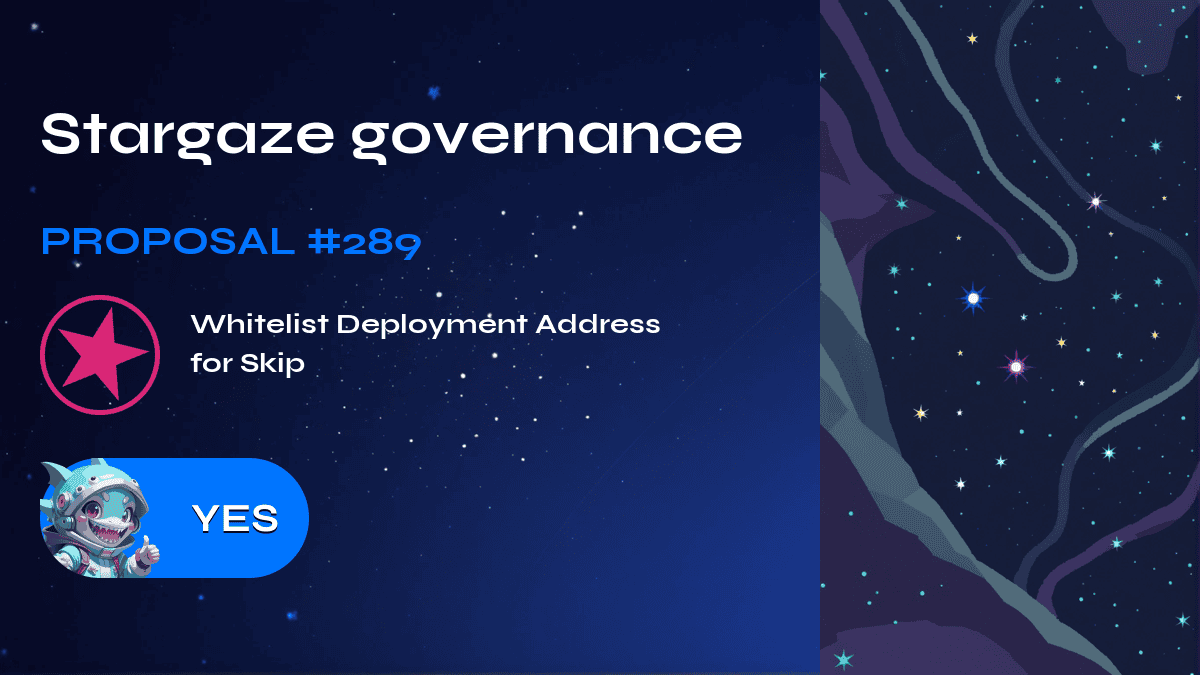 Stargaze governance. Proposal №289