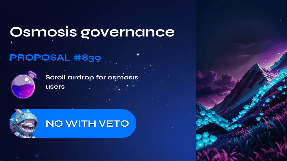 Osmosis governance. Proposal №839